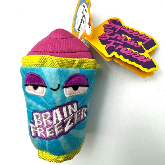 BARK BOX | NEW Squeezy Brain Freezer Medium Plush Dog Toy Floats Sponge Squeaks - Picture 2 of 9